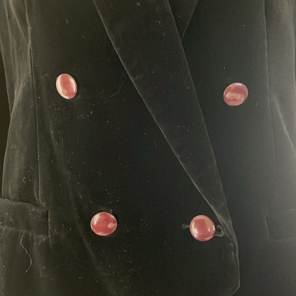Vintage Chaus Double Breasted Black Velvet Lined Blazer size 12 - Picture 2 of 7
